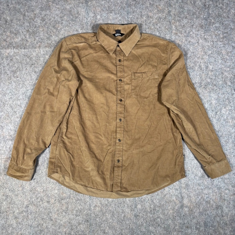 Eddie Bauer Corduroy Shirt Mens‎ XL Dark Khaki Long Sleeve Button Down Gorpcore